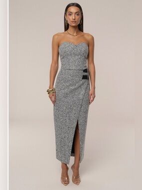 JLUXLABEL A Gisele Tweed Slit Skirt & All You Need Matching Tweed Corset Size M